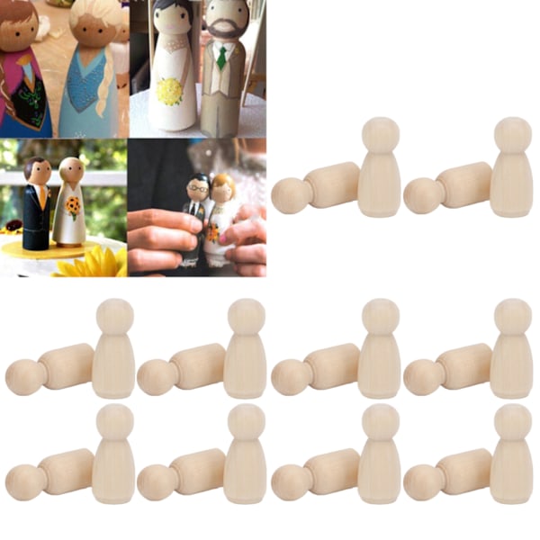 20pcs Wooden Peg Dolls Unfinished Angel Shape Toddler Wood Doll Bodies for Children DIY Craft Toys Gifts Graffiti34MM