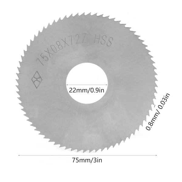 Nopeasti pyörivä teräs 72 hampainen pyöreä sahanterä leikkauslevy lisävaruste 75 x 0,8 x 22mm