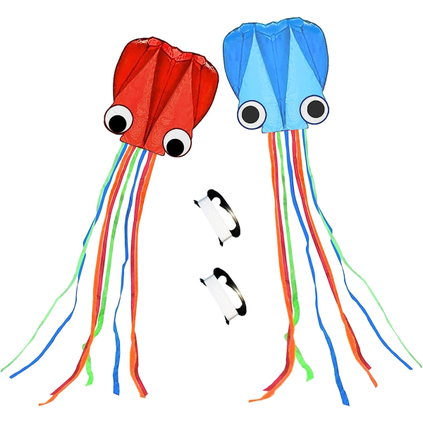 2Pack Large Octopus Kites, Long Tail Kauniit Easy Flyer Leijat