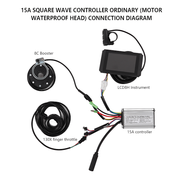 15A 36V/48V 250W Harjaton Moottorin Ohjain LCD8H Näyttöpaketti Litium Akku Muunnossarja Sähköpyörälle