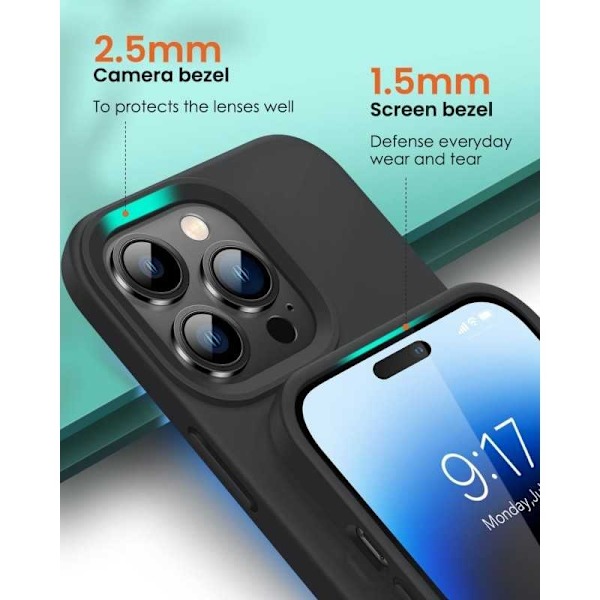iPhone 15 Pro Max, Gummibelagd, Mattsvart, Silikon Skal, Svart