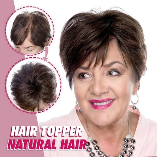 Clip-on Hair Topper, Värmebeständig Fiber, Hårförlängning, Hårstycke e