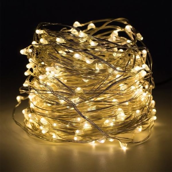 10 Meter LED String Lights 100 Dioder Inde Kobbertråd Varm Hvid [Energiklasse A++]