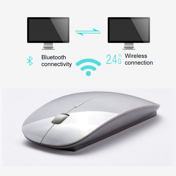 Dual Mode Versjon 2.4G trådløs mus, Mute Silent Mini Optical