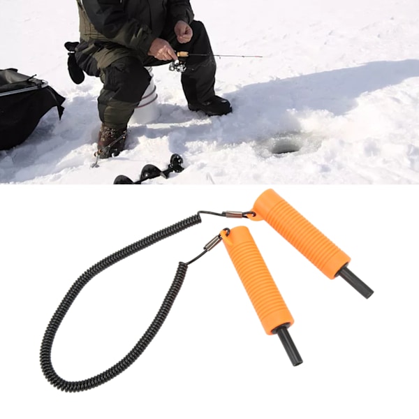 Ice Fishing Safety Pick Stainless Steel Orange Retractable Ice Awls for Outdoor Winter