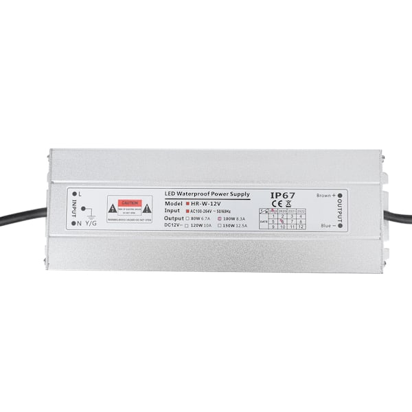 IP67 Vandtæt LED-Switch Strømforsyning AC til DC 12V 8.3A 100W til Lysboks/Lysbånd