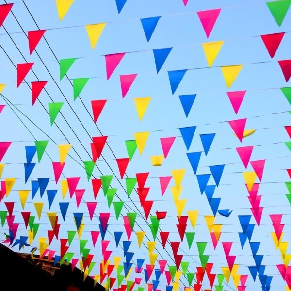 1000ft Multicolor Vimpel Bannere String Bunting Flag Banner, Nylon Stof Dekorationer Flag til Festival Fest Fejring Eventsyard Picnics -