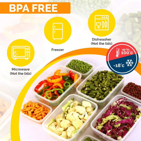24 st Tupperware för färsk mat m. lock (12 behållare, 12 lock) - vattentät, mikro- & fryssäker - BPA-fri