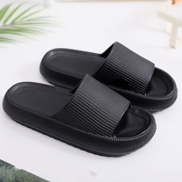 Pack of 2 bathing shoes for men and women, super soft, non-slip bathing shoes, black, size 36-37