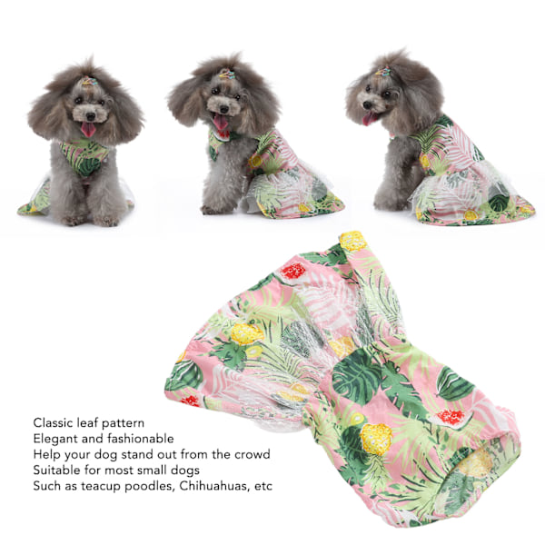L Hundklänning Romantisk Klassisk Lövdesign Mjuk Bekväm Hundprinsessklänning för Dejtingfest
