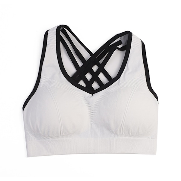 Women Seamless Padded Strappy Sports Bra Yoga Fitness Running Sportswear top White L