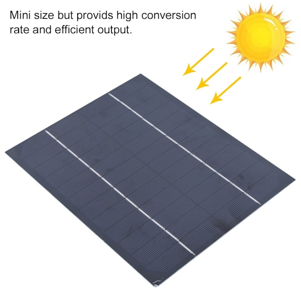 6W 12V Monokrystallinsk Silikon Solcellepanel Utendørs for DIY Batterilader Strømforsyning