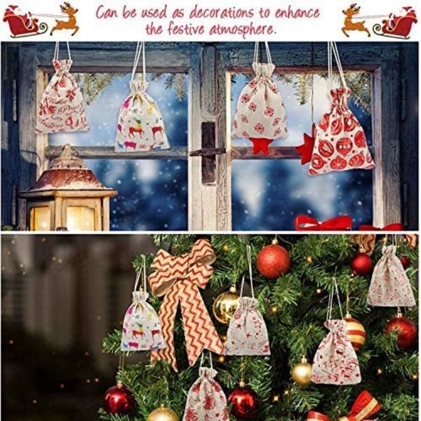 Adventskalenderväskor, julkalender för adventskalendrar gör dina egna, DIY adventspåsar med 24 klistermärken, små presentpåsar att fylla