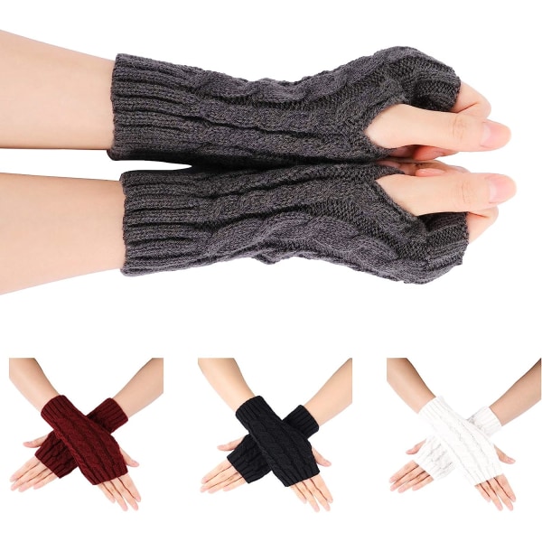 Kvinders fingerløse handsker, 4 par fingerløse handsker, manchetter,