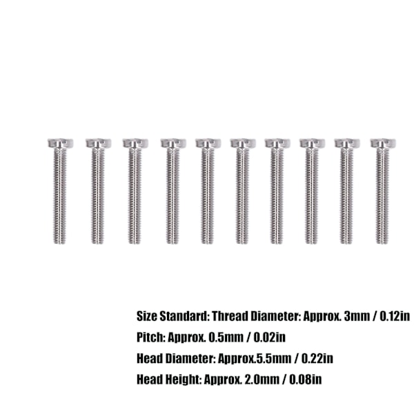 50 stk. Cheese Head Slot Skrue A2‑70 Rustfrit Stål til Præcisions Maskiner Husholdning M3M3x20