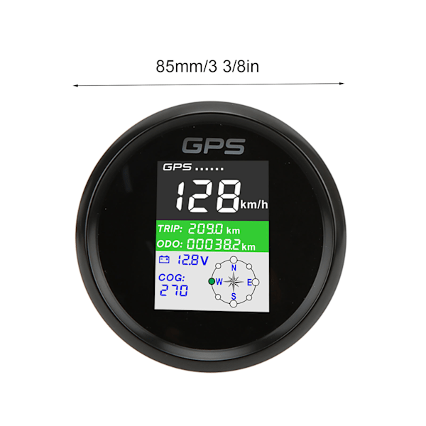 85mm GPS-hastighetsmätare Km/h Knot MPH DC9‑32V TFT-skärm IP67 Vattentät Hastighetsmätare Universal för Bilar Motorcyklar Båtar Svart Urtavla Svart Kåpa