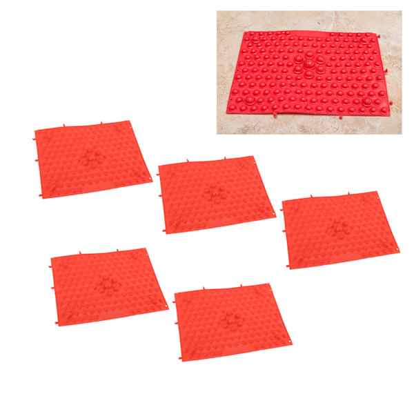 5Pcs Foot Massage Mat TPE Acupressure Walking Toe Plate Massage Pad for Home Outdoor Game Red