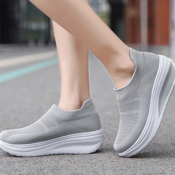 Slip-on Sneakers för Kvinnor, Vandringsskor med Fotvalvsstöd och Minnesskum