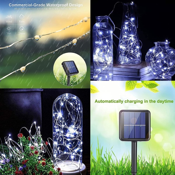 Solar String Lights [2 Pack] Hver 32ft 100 LED Solar Fairy Light