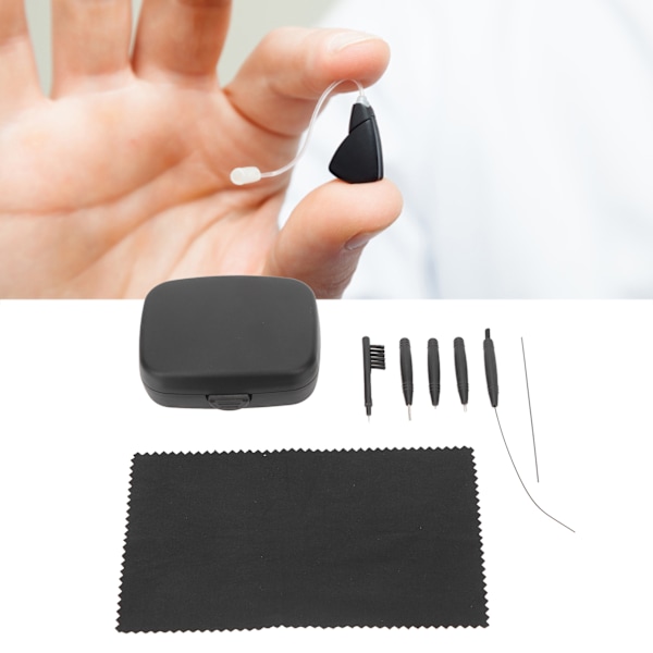 8pcs Hearing Amplifier Cleaning Tools Earwax Removal Lightweight Complete Professional Brush Set Black