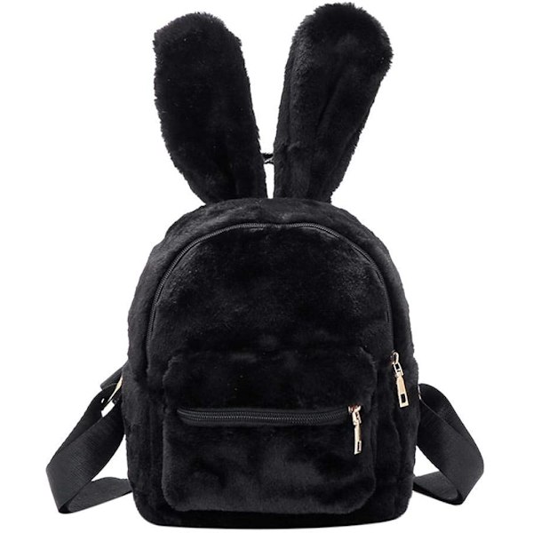 Mini Fur Backpack for Women Cute Rabbit Ear Satchel Shoulder bag Purse Plush Handbags