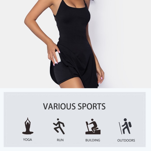 Träningsträning för kvinnor, tennisgolfklänning med shorts