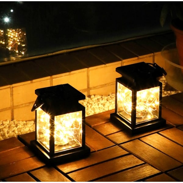 Solar Lantern Lights Metal Sunwind med 20 varma vita lysdioder Fairy