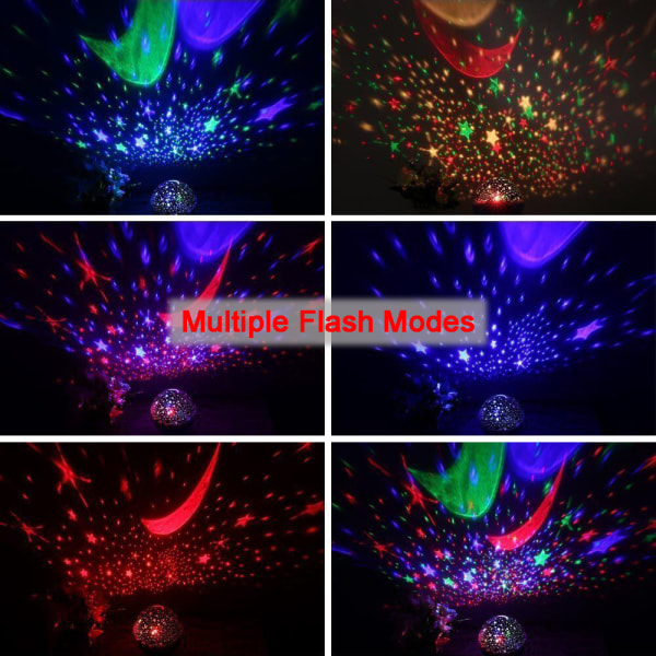 Yövalolamppu [ 4 LED-helmeä, 3 mallivaloa, USB johdolla] Romanttinen pyörivä Cosmos Star Sky Moon -projektori, pyörivä yöprojektori