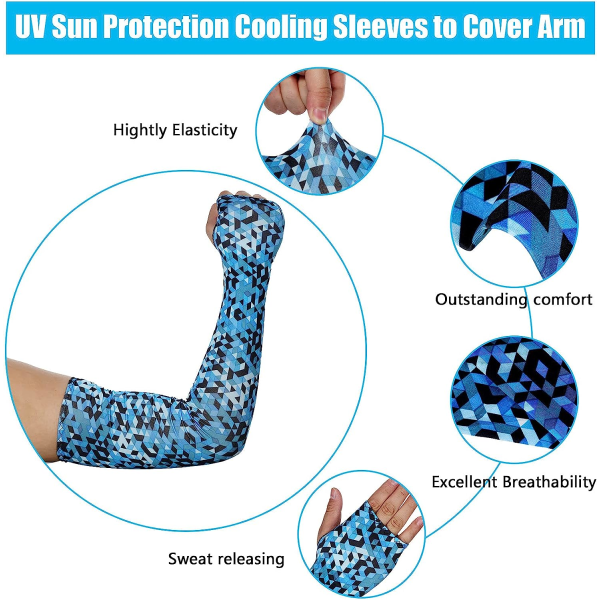4st UV Solskydd Arm Sleeves, Ice Silk Cooling Sleeves Till
