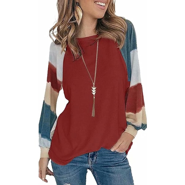 Womens Plus Size Tops Casual Long Sleeve Crew Neck Striped Loose Fit Tunic Tops