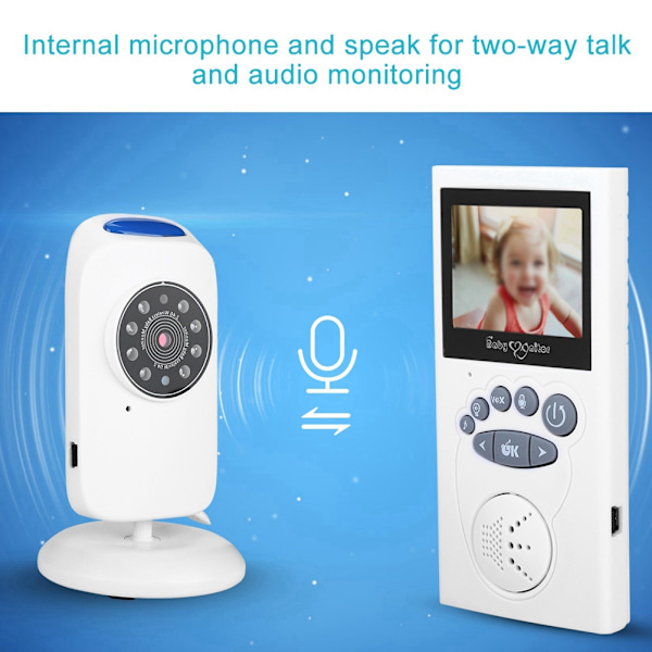 2,4 tommer Trådløs Digital Videobabymonitor Babysitter Intercom Kamera EU 100-240V