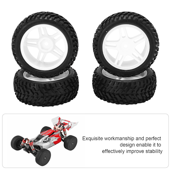 4 stk. RC Hjul 75mm Rally Dæk Gummi til Wltoys 144001 1/14 RC Offroad Bil Reparation Udskiftning Hvid