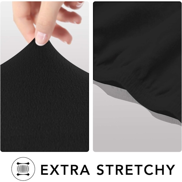 Super Stretch Soffskydd – Spandex Halksäker Mjuk Soffskydd, Tvättsbart Möbelskydd med Halksäker Skum och Elastisk Botten för Black