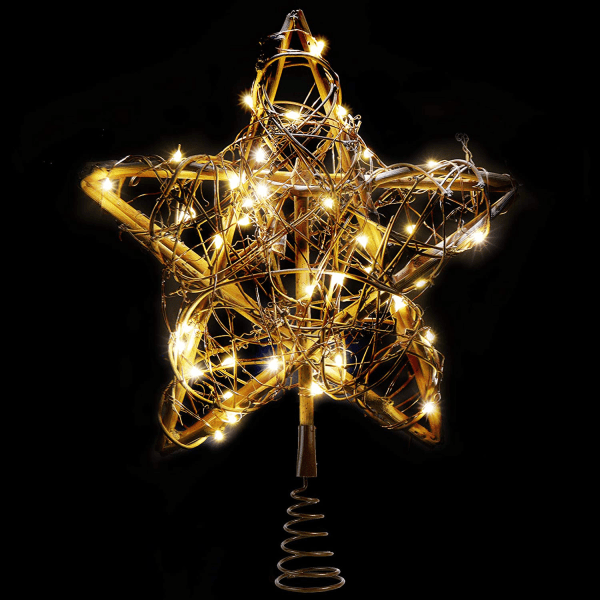 Christmas Star Tree Topper med 30 LED Varmhvit Kobber