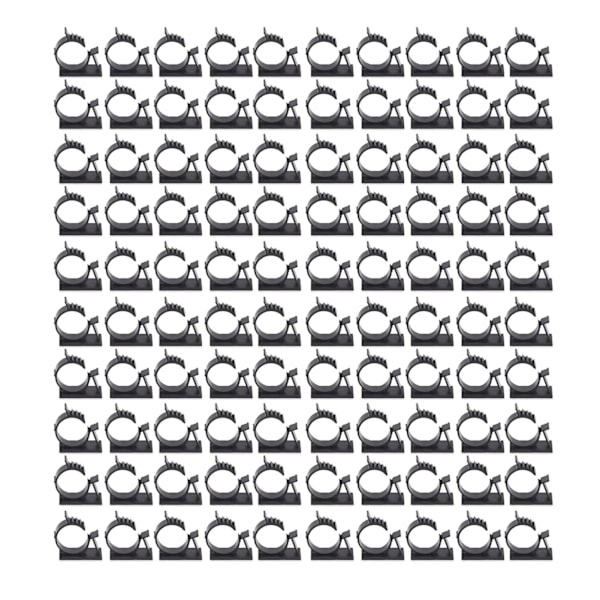 100 stk Kabelklips Justerbare Selvklebende Ledningsstyringsklemmer Gjenbrukbare Nylon PA66 Kabelbinderholder Svart YX 1013 (10x13mm/0.4x0.5in)