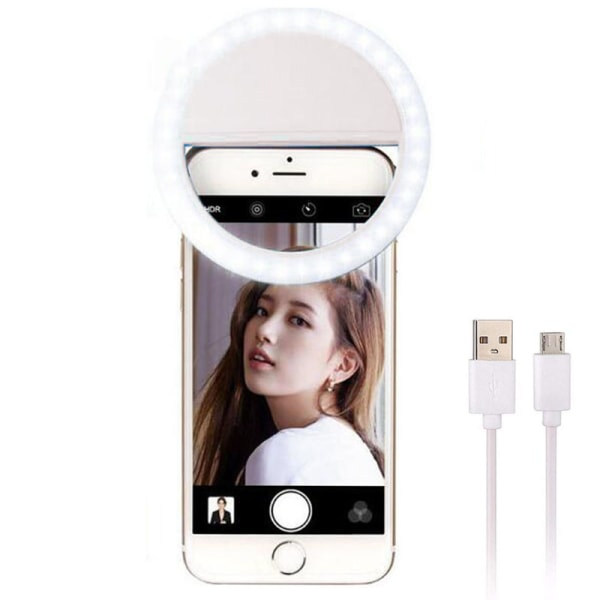 Selfie light, 28 LED ring light, selfie light mobile phone, selfie ring light with 3 adjustable brightness levels, USB rechargeable LED ring light