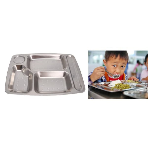 Stainless steel plate, divided food compartment lunch container food plate-ideal for camping, kids lunch and dinner or every day use