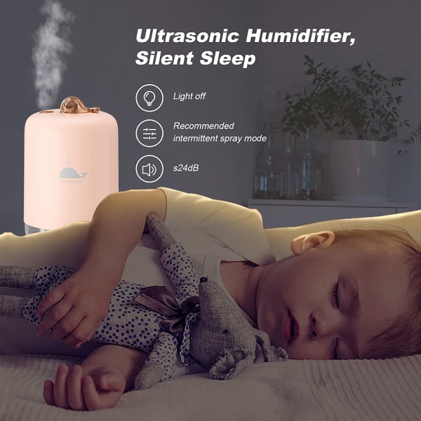 Mini luftfuktare för sovrum, Cool Mist luftfuktare, Mini USB Car