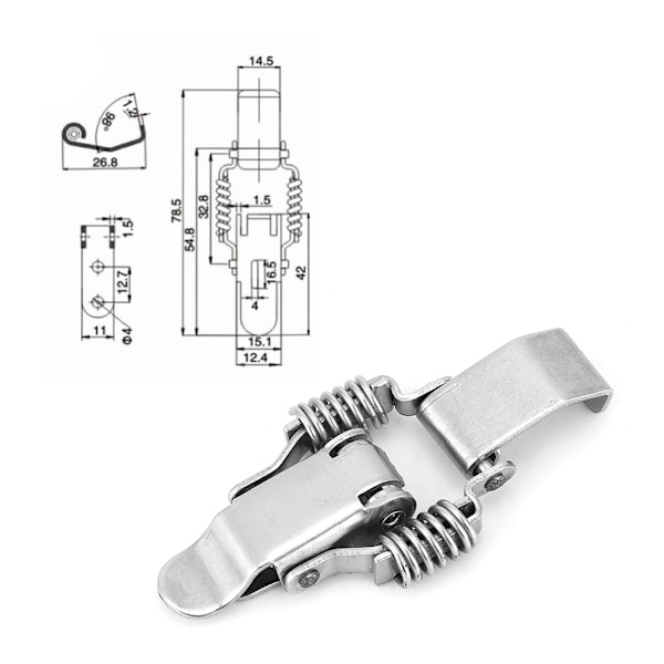 Fjedrende Låsehasp Tungt Jern Nikkelbelagt/Rustfrit Stål Beslag Hardware Fittings 2 stk Jern Nikkelbelagt Fjedrende Låsehasp