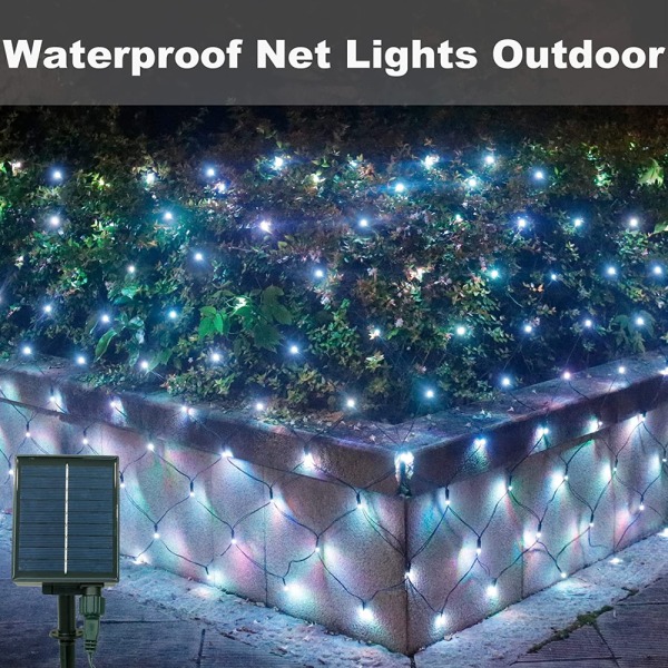 192 LED solcellelys, 9,8 fot x 6,5 fot nettlys, Fairy Net Light