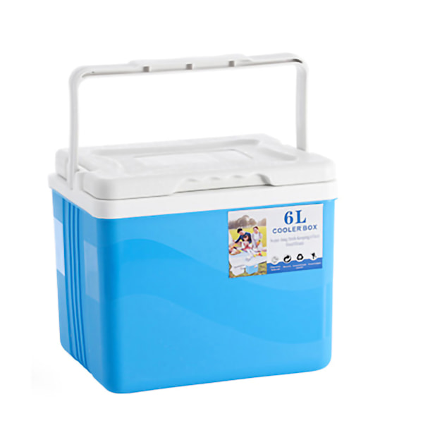 Insulated Cooler Portable PE Material Keeping Warm Cold Environmentally Friendly Small Cooler for Car 6L Blue and 5 Ice Packs