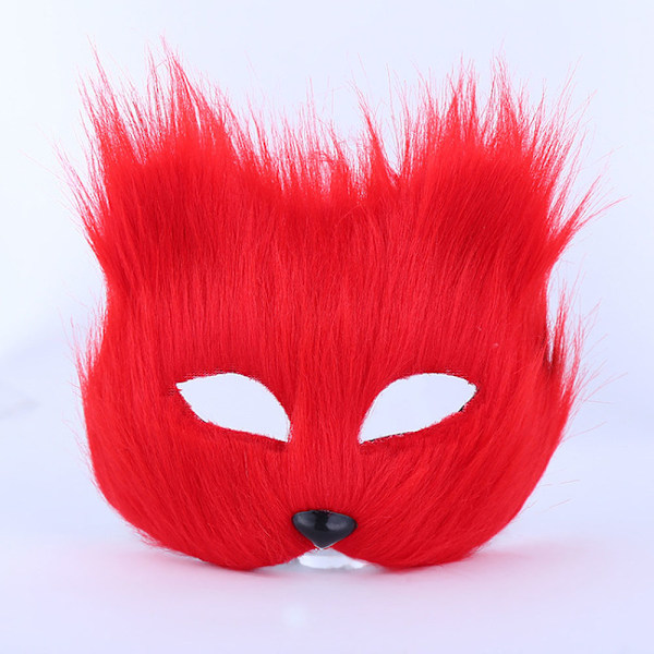 Masquerade Face Cover Animal Half Face Cover Cosplay Christmas Halloween Party Halloween Costume Props 17 X 17cm Red