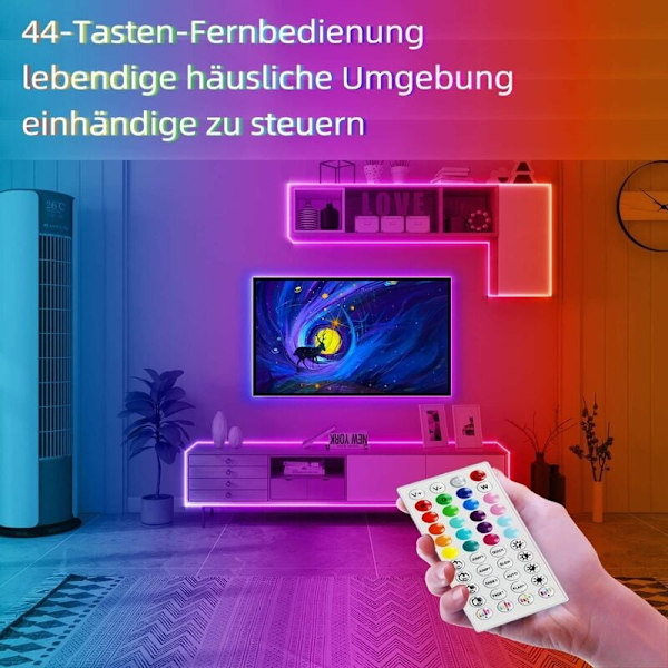 Smart LED-ljusremsa med Bluetooth 20M (10mx2) med 44-knappars fjärrkontroll + APP, för fest, heminredning, sovrum, bar