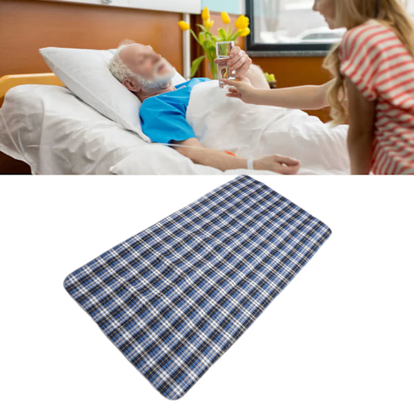 Incontinence Bed Pads Multipurpose Waterproof Reusable Washable Pee Pads for Adults Elderly Blue Plaid 180x200cm / 70.9x78.7in