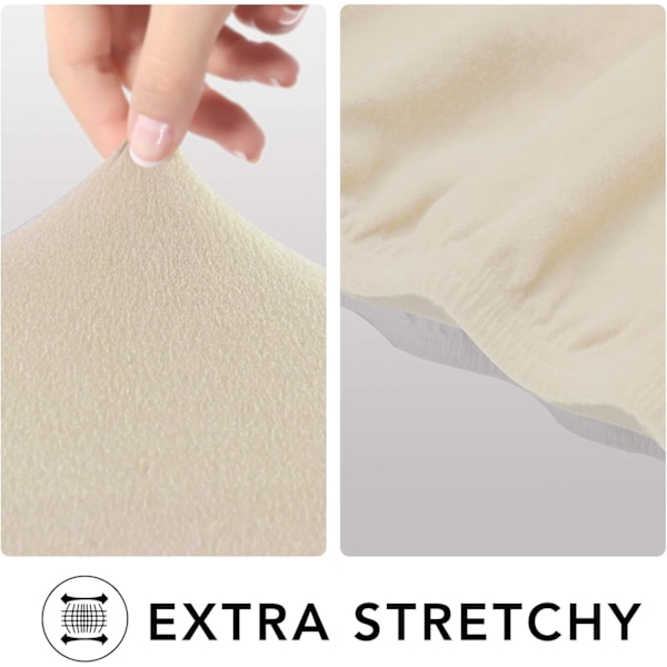 Super Stretch Soffskydd – Spandex Halksäker Mjuk Soffskydd, Tvättsbart Möbelskydd med Halksäker Skum och Elastisk Botten för Beige