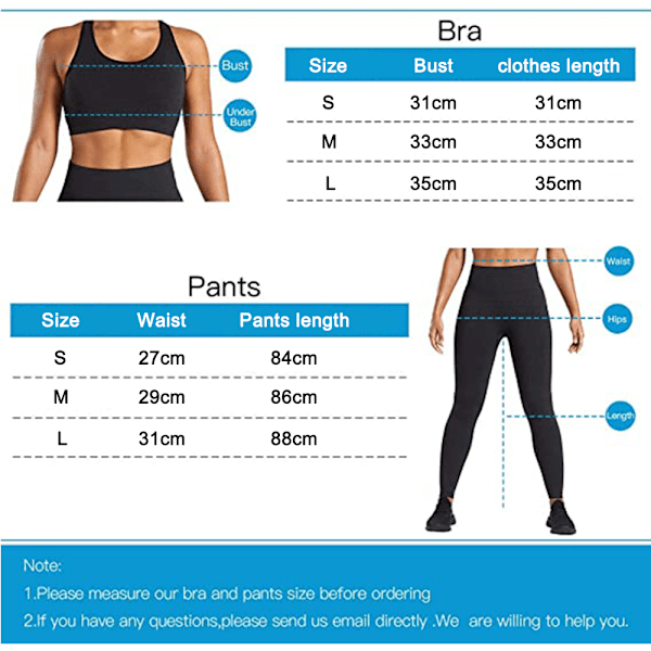 Dam 2-delad sportset, sportkläder, sportbehå med leggings, yogakläder, träningsdräkt (blågrå, L)