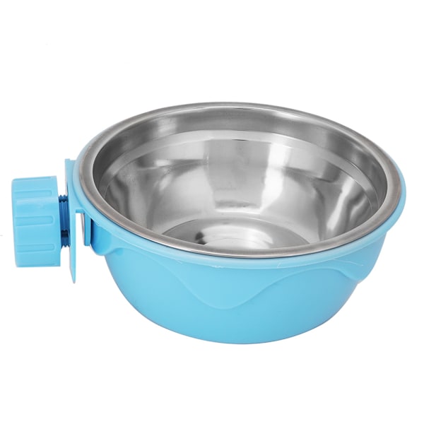 Dogs Cats Hanging Feeder Bowl Stainless Steel Water Bowl Puppy Kitty(Blue)