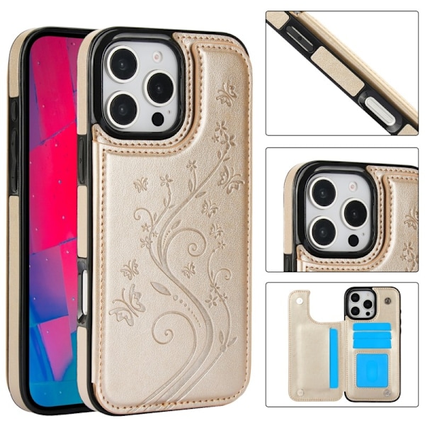iPhone 16 Pro Max, Skal Korthållare, 3-FACK Flippr V2, Guld