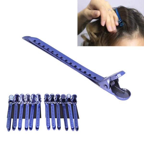 12pcs Professional Hair Salon Duckbill Clip Portable Styling Duckbill Clip for Thick HairPurple