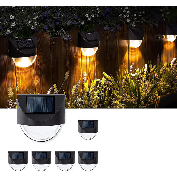 Solar Fence Lights, 6 Pack Vattentät Solar LED Outdoor Wall Lig